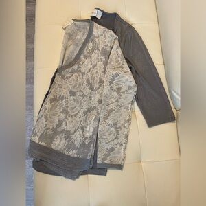 Chico’s Top and Cover Sweater Silver Gray Lace & Knit Layering Top